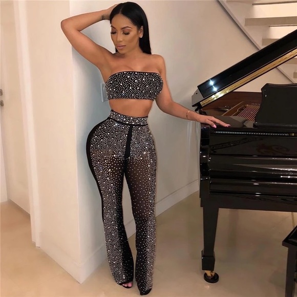 rhinestone two piece set